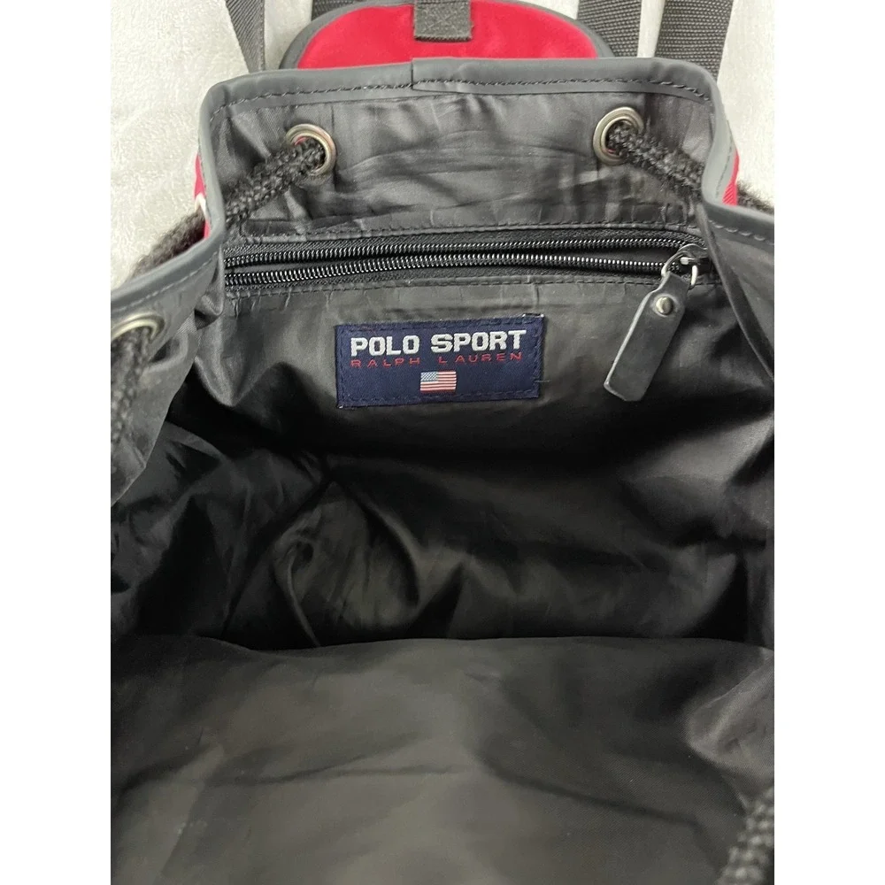 Vintage Polo Sport Ralph Lauren Backpack Red Black Rucksack Drawstring